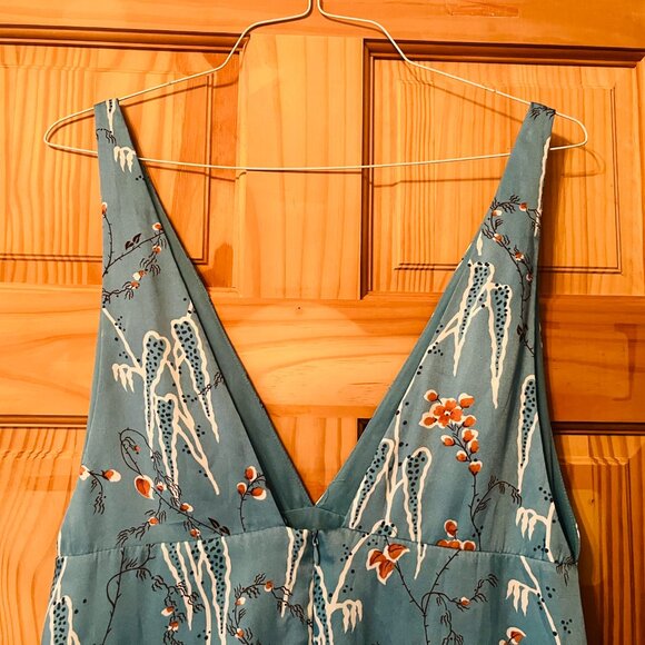 Trafaluc by Zara Floral Patterned Teal midi dress size L - Picture 3 of 11